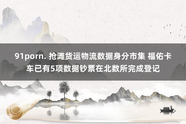 91porn. 抢滩货运物流数据身分市集 福佑卡车已有5项数据钞票在北数所完成登记