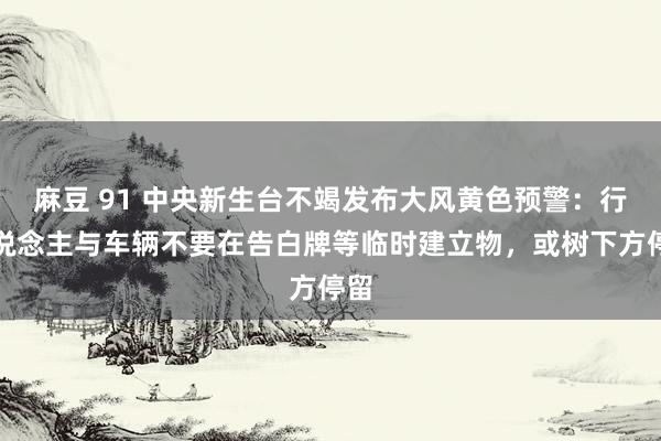 麻豆 91 中央新生台不竭发布大风黄色预警：行东说念主与车辆不要在告白牌等临时建立物，或树下方停留