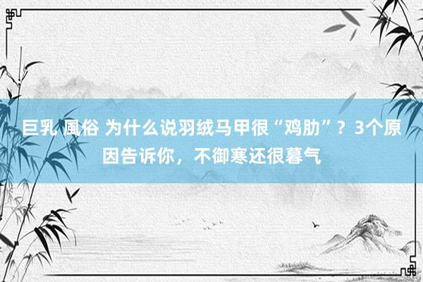 巨乳 風俗 为什么说羽绒马甲很“鸡肋”？3个原因告诉你，不御寒还很暮气