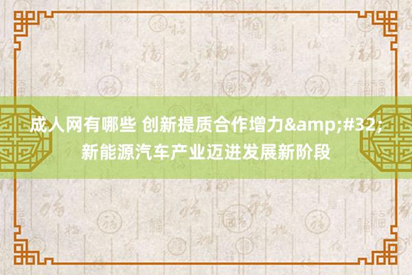 成人网有哪些 创新提质合作增力&#32;新能源汽车产业迈进发展新阶段