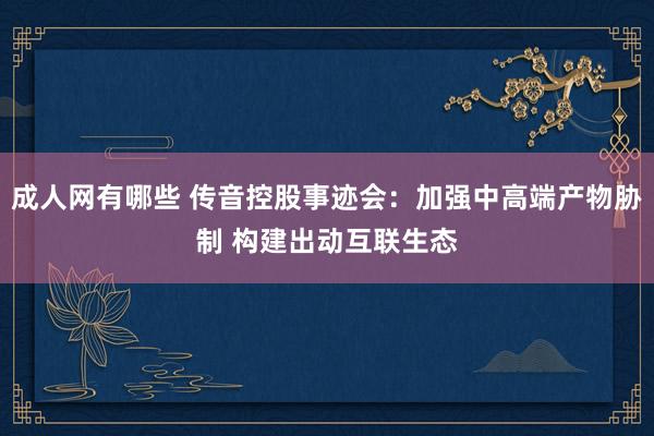 成人网有哪些 传音控股事迹会：加强中高端产物胁制 构建出动互联生态
