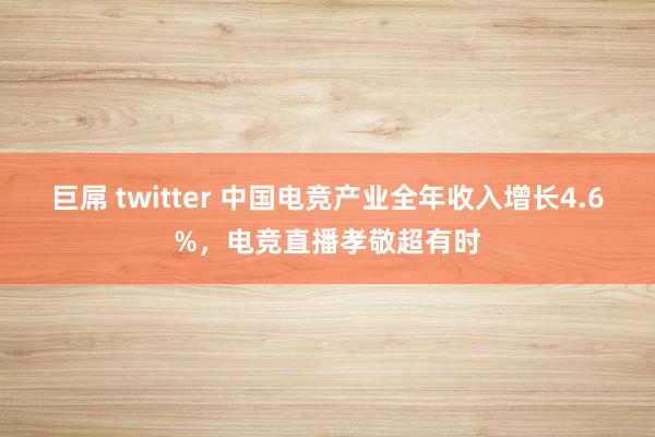 巨屌 twitter 中国电竞产业全年收入增长4.6%，电竞直播孝敬超有时