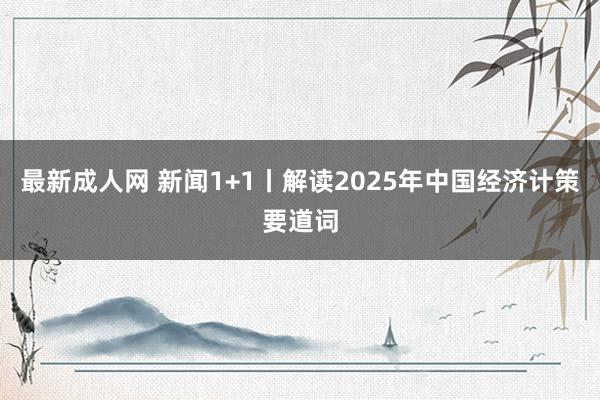 最新成人网 新闻1+1丨解读2025年中国经济计策要道词
