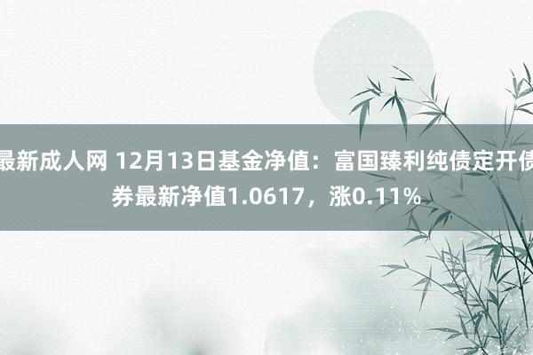 最新成人网 12月13日基金净值：富国臻利纯债定开债券最新净值1.0617，涨0.11%