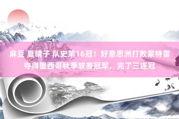 麻豆 夏晴子 队史第16冠！好意思洲打败蒙特雷夺得墨西哥秋季联赛冠军，完了三连冠