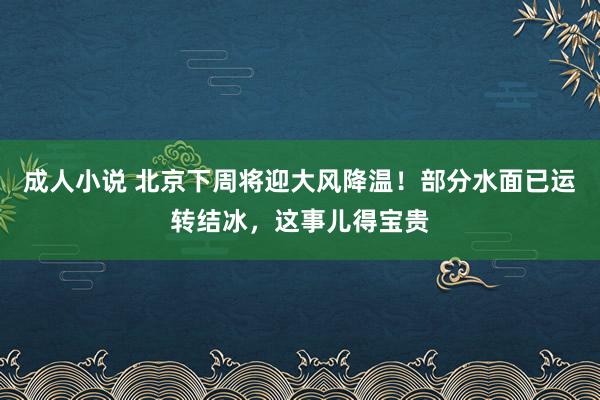 成人小说 北京下周将迎大风降温！部分水面已运转结冰，这事儿得宝贵