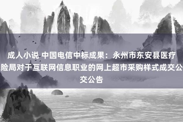 成人小说 中国电信中标成果：永州市东安县医疗保险局对于互联网信息职业的网上超市采购样式成交公告