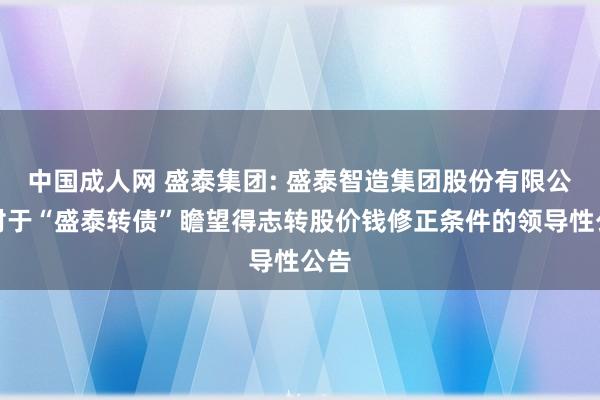 中国成人网 盛泰集团: 盛泰智造集团股份有限公司对于“盛泰转债”瞻望得志转股价钱修正条件的领导性公告