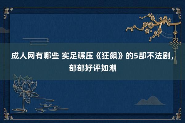 成人网有哪些 实足碾压《狂飙》的5部不法剧，部部好评如潮
