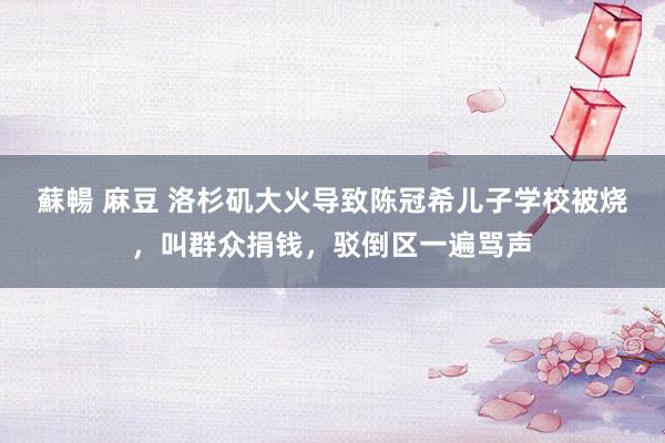 蘇暢 麻豆 洛杉矶大火导致陈冠希儿子学校被烧，叫群众捐钱，驳倒区一遍骂声