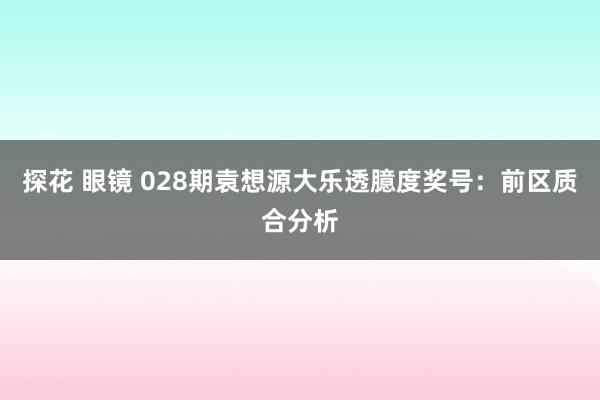 探花 眼镜 028期袁想源大乐透臆度奖号：前区质合分析