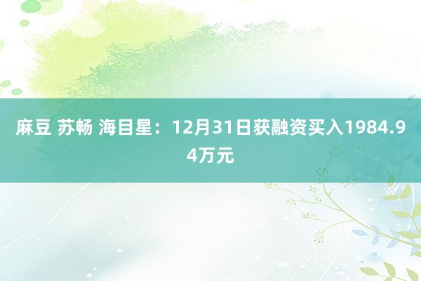 麻豆 苏畅 海目星：12月31日获融资买入1984.94万元