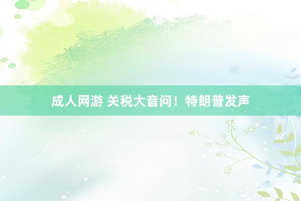 成人网游 关税大音问！特朗普发声