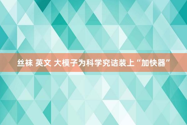 丝袜 英文 大模子为科学究诘装上“加快器”